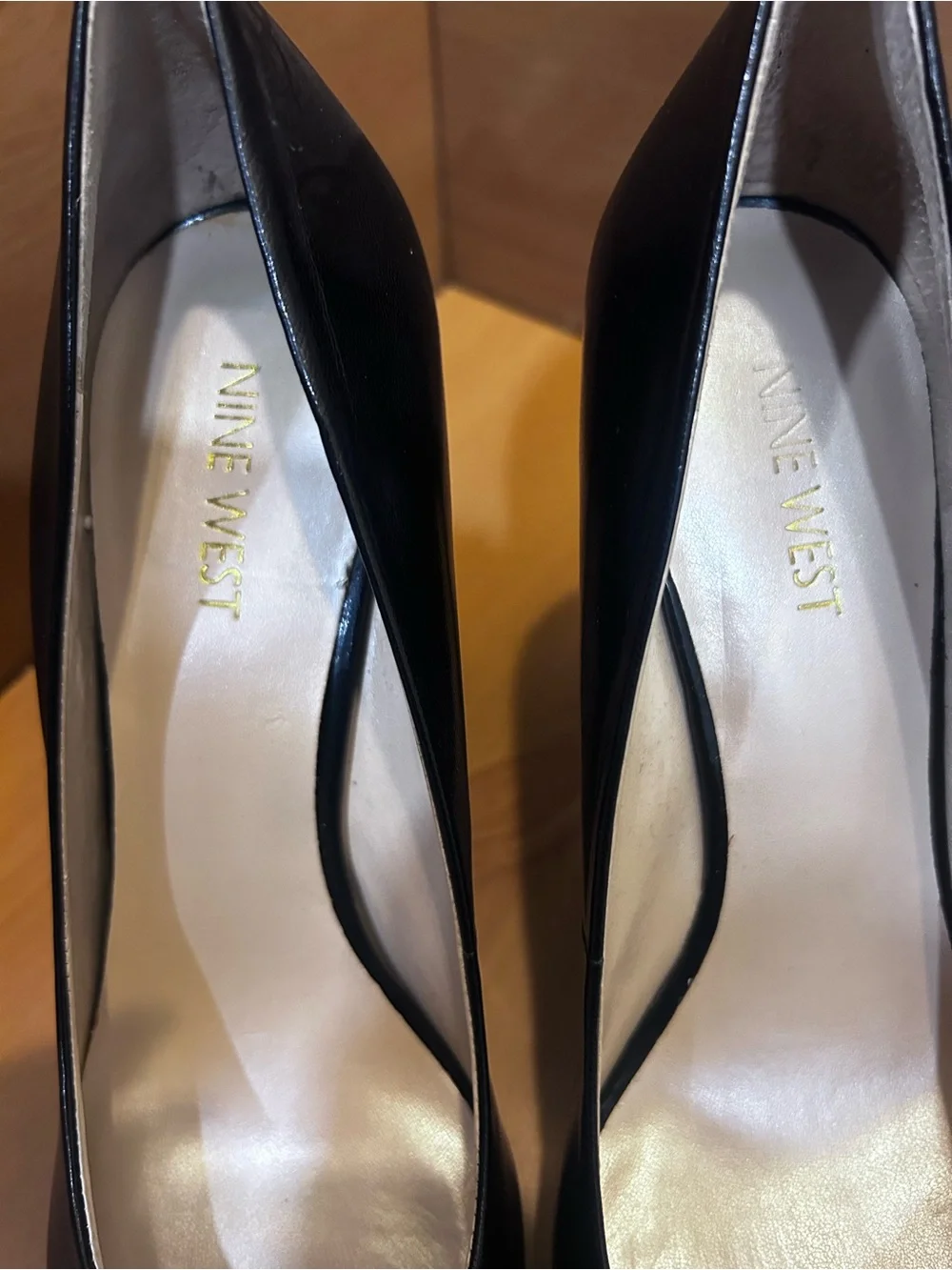Nine West Black Leather Pumps –Round toe– Block Heel size 9